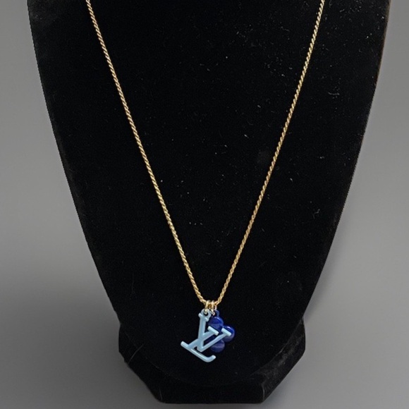 Upcycled Louis Vuitton Zipper Pulls and LV Charms on GP Silver 925 Necklace - Picture 5 of 9